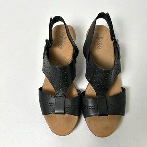 Clarks Collection Sandals Womens Size 9.5 Black Open Toe Ultimate Comfort Shoe